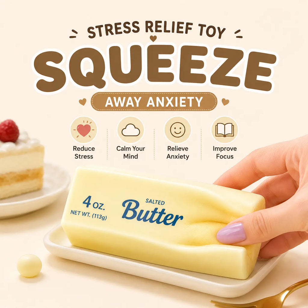 3Pc Squeeze Butter Squishy Toy, Slow Rising PU Foam Fidget Toy for Stress Relief, Anxiety Relief Sensory Toy, Food Shaped Desk Toy Gift Summerwins
