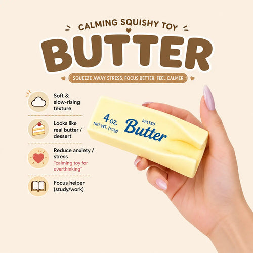 3Pc Squeeze Butter Squishy Toy, Slow Rising PU Foam Fidget Toy for Stress Relief, Anxiety Relief Sensory Toy, Food Shaped Desk Toy Gift Summerwins