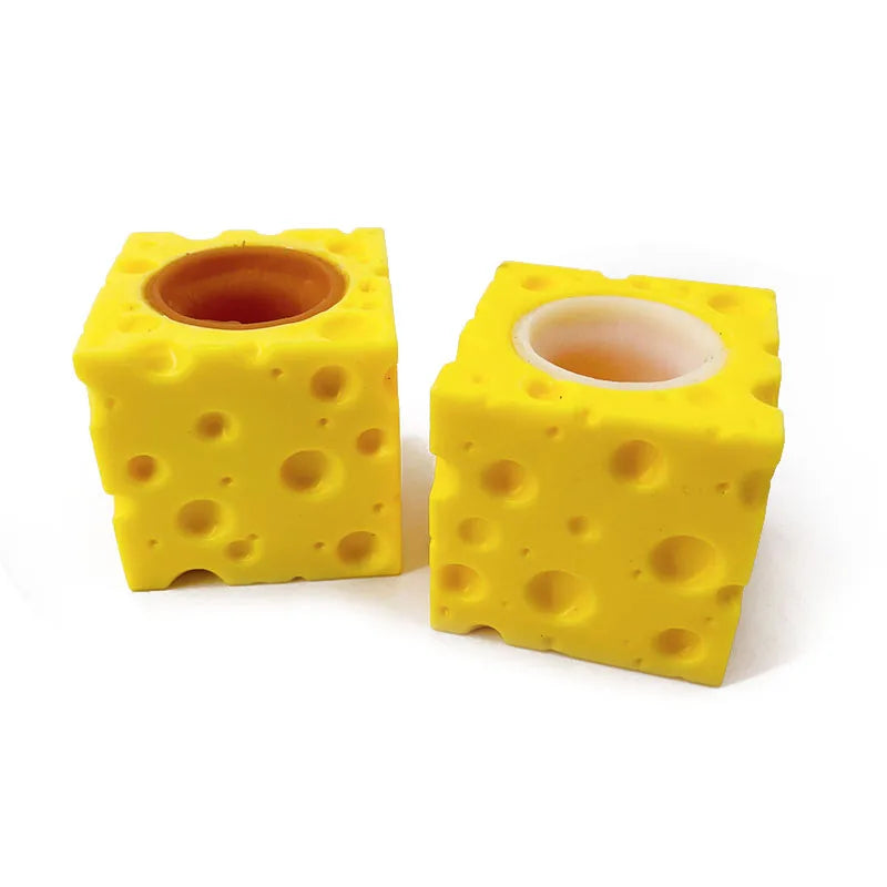 Stress-Relieving Pet Cheese Mouse Cheese Pinch Fun Stress Ball Vent Squirrel Cup Prank Toy Fidget Toys