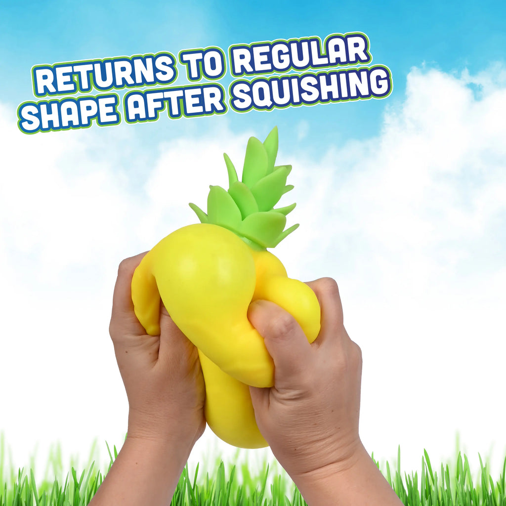 Toymendous Squishy Pineapple – Jumbo 6.5-Inch Squishy Fruit Stress Relief Toy – Sensory Stress Ball for Kids, Teens & Adults