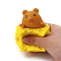 Stress-Relieving Pet Cheese Mouse Cheese Pinch Fun Stress Ball Vent Squirrel Cup Prank Toy Fidget Toys