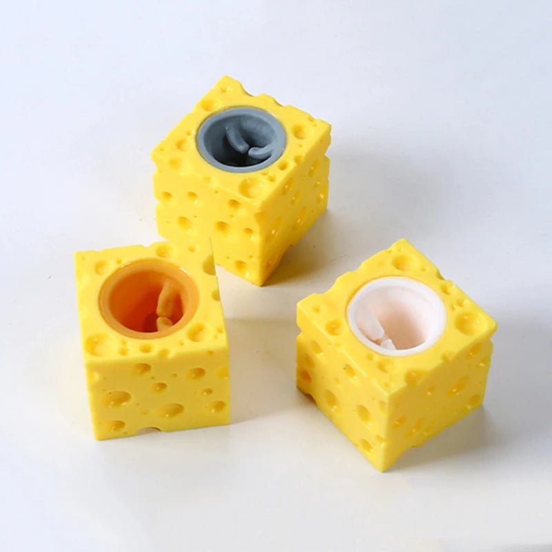 Stress-Relieving Pet Cheese Mouse Cheese Pinch Fun Stress Ball Vent Squirrel Cup Prank Toy Fidget Toys