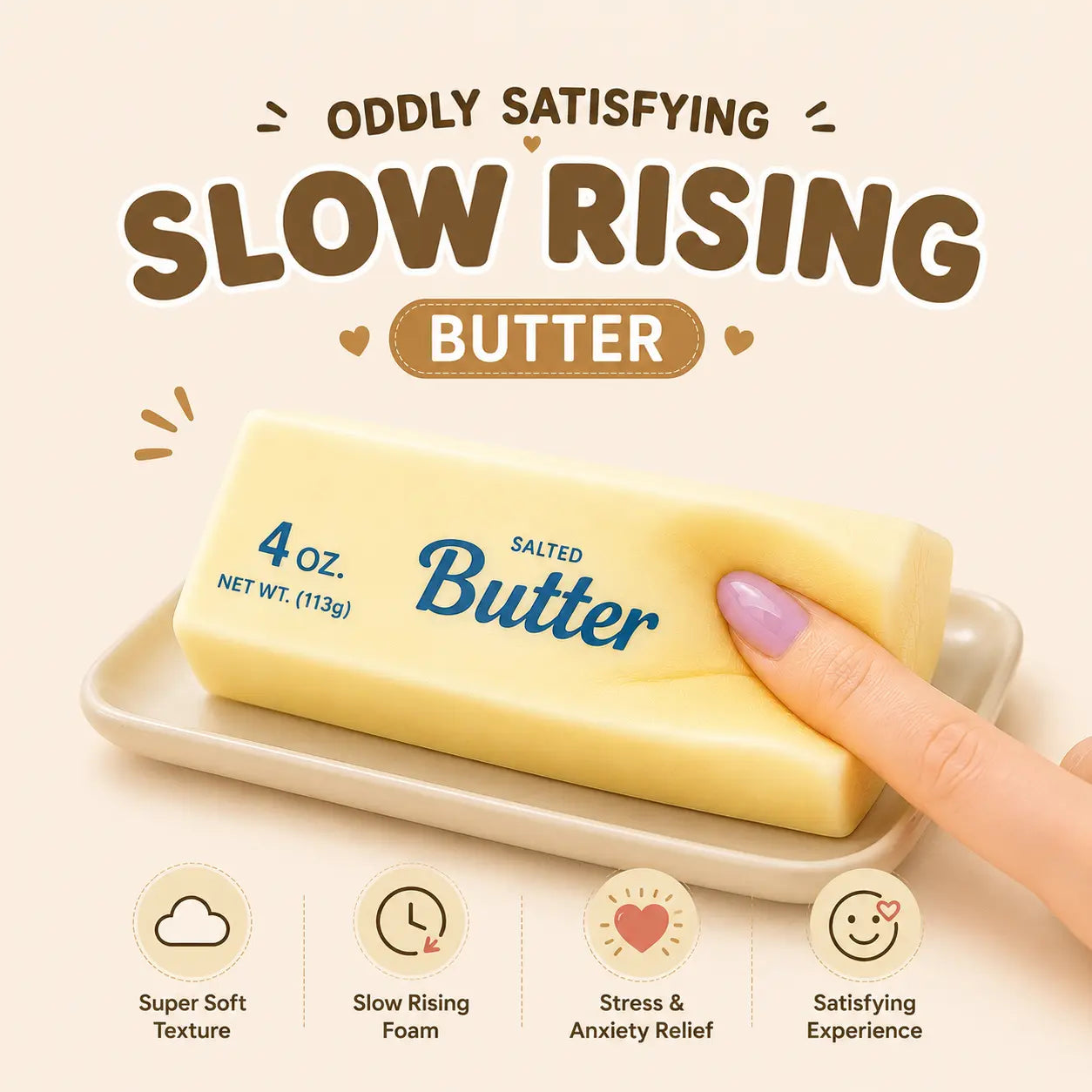 3Pc Squeeze Butter Squishy Toy, Slow Rising PU Foam Fidget Toy for Stress Relief, Anxiety Relief Sensory Toy, Food Shaped Desk Toy Gift Summerwins