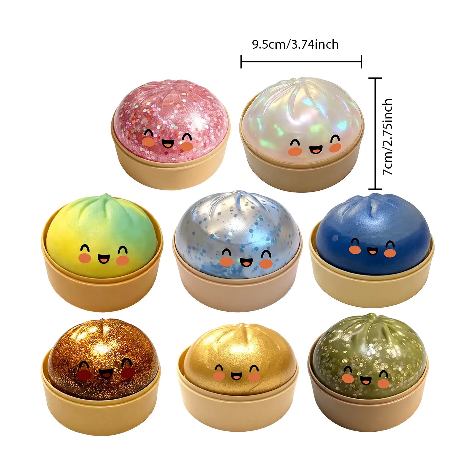 Glitter Dumpling Squishy with Box - 1Pc Squishy Bun Dumpling, Soft Sensory Fidgets Squishies, Healing Decompression Stress Relief Toy, Mystery Glitter Squishies