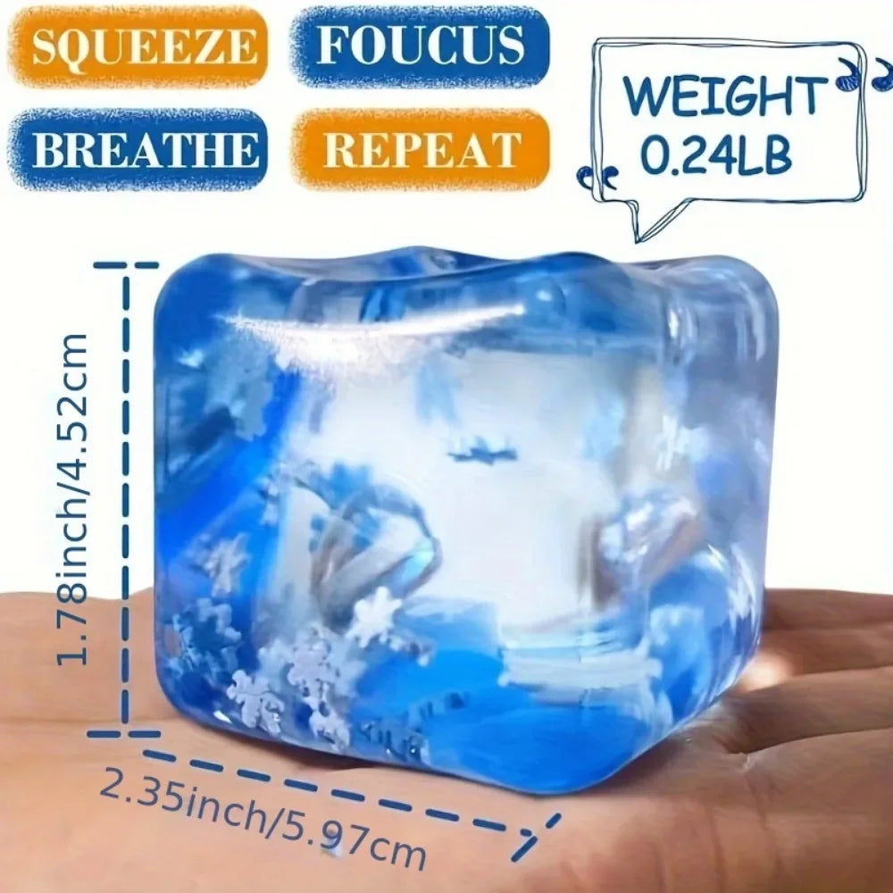 1Pc Squishy Ice Cube Stress Balls Stress Balls for Kids and Adults Anxiety Relief, Funny Stress Calming Toys