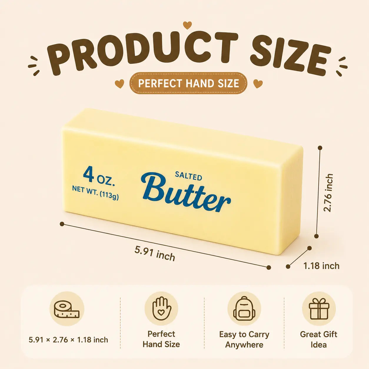 3Pc Squeeze Butter Squishy Toy, Slow Rising PU Foam Fidget Toy for Stress Relief, Anxiety Relief Sensory Toy, Food Shaped Desk Toy Gift Summerwins